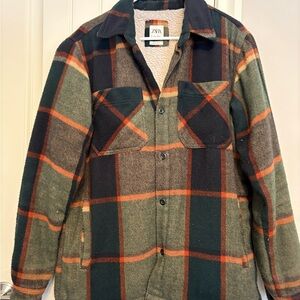 Zara Green and Orange Plaid Jacket